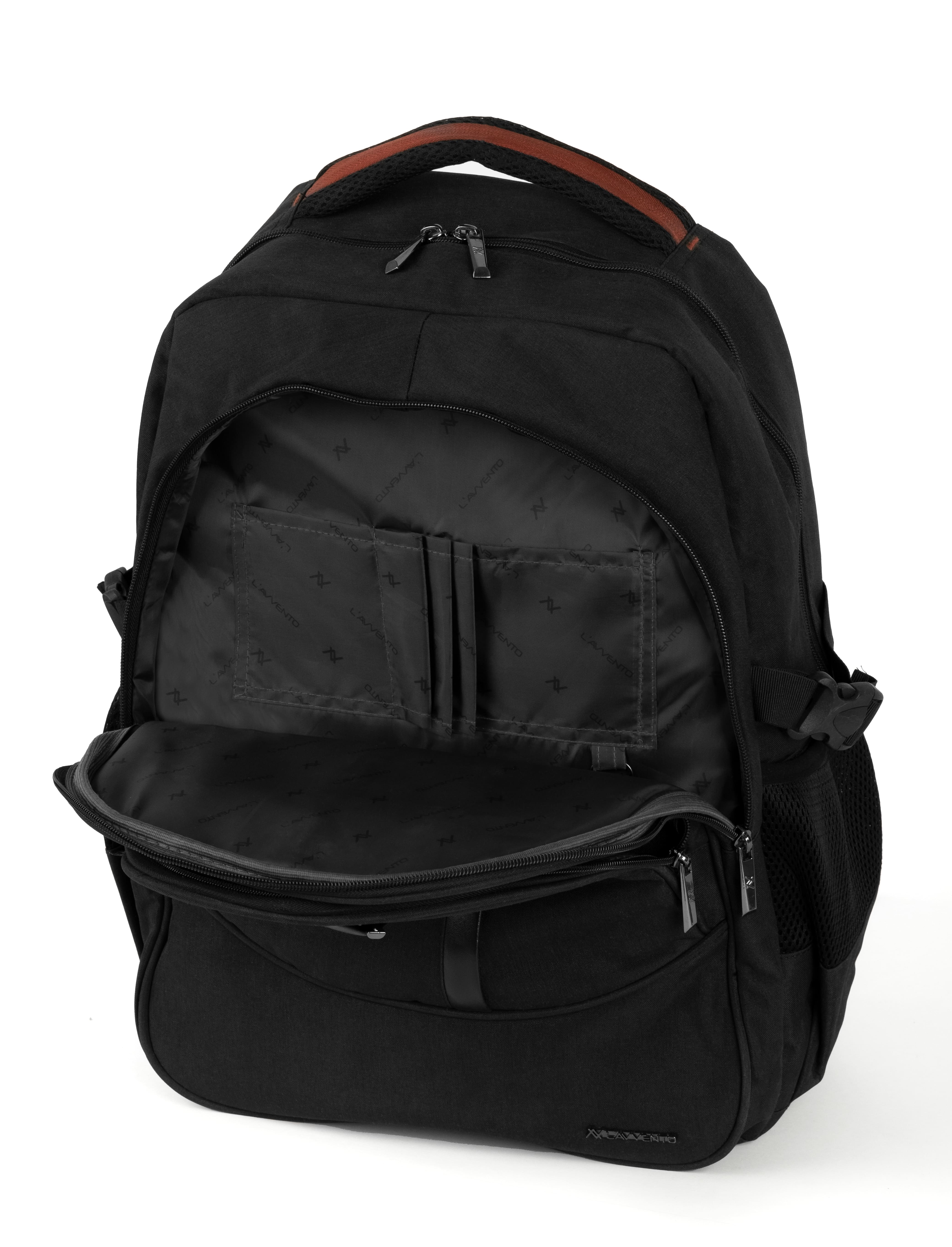 L'AVVENTO BG74B Discovery Backpack fit with Laptops up to 15.6", Material Nylon +PU, - Black