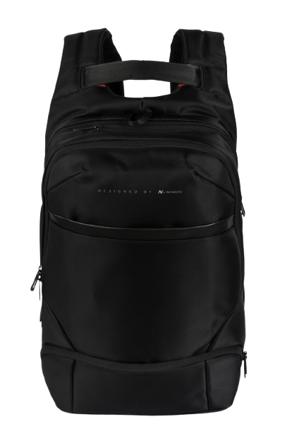 L'AVVENTO (BG416) Laptop Backpack Made by Water Repellent Polyester And PVC Materials fits up to 15.6" - Black
