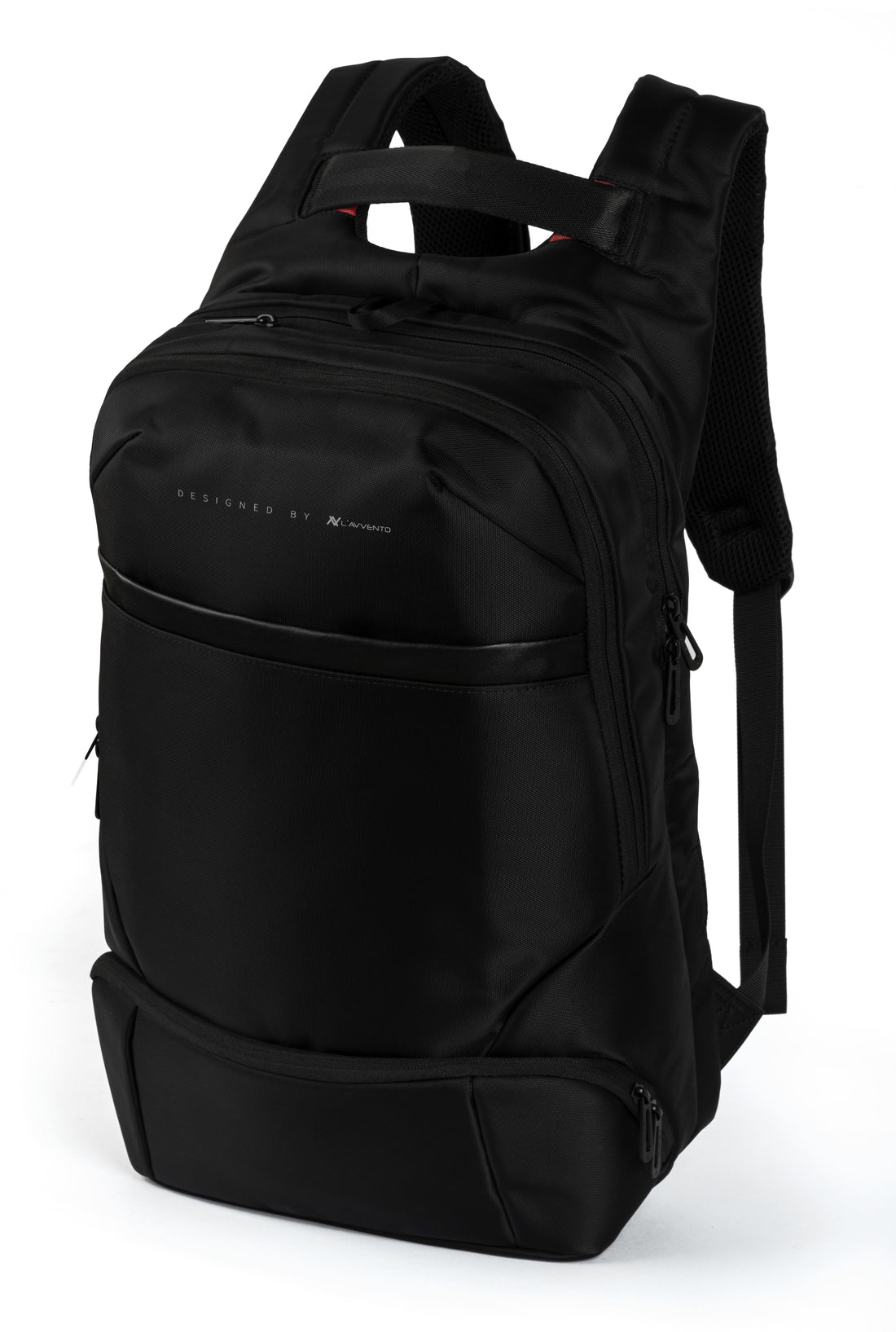 L'AVVENTO (BG416) Laptop Backpack Made by Water Repellent Polyester And PVC Materials fits up to 15.6" - Black