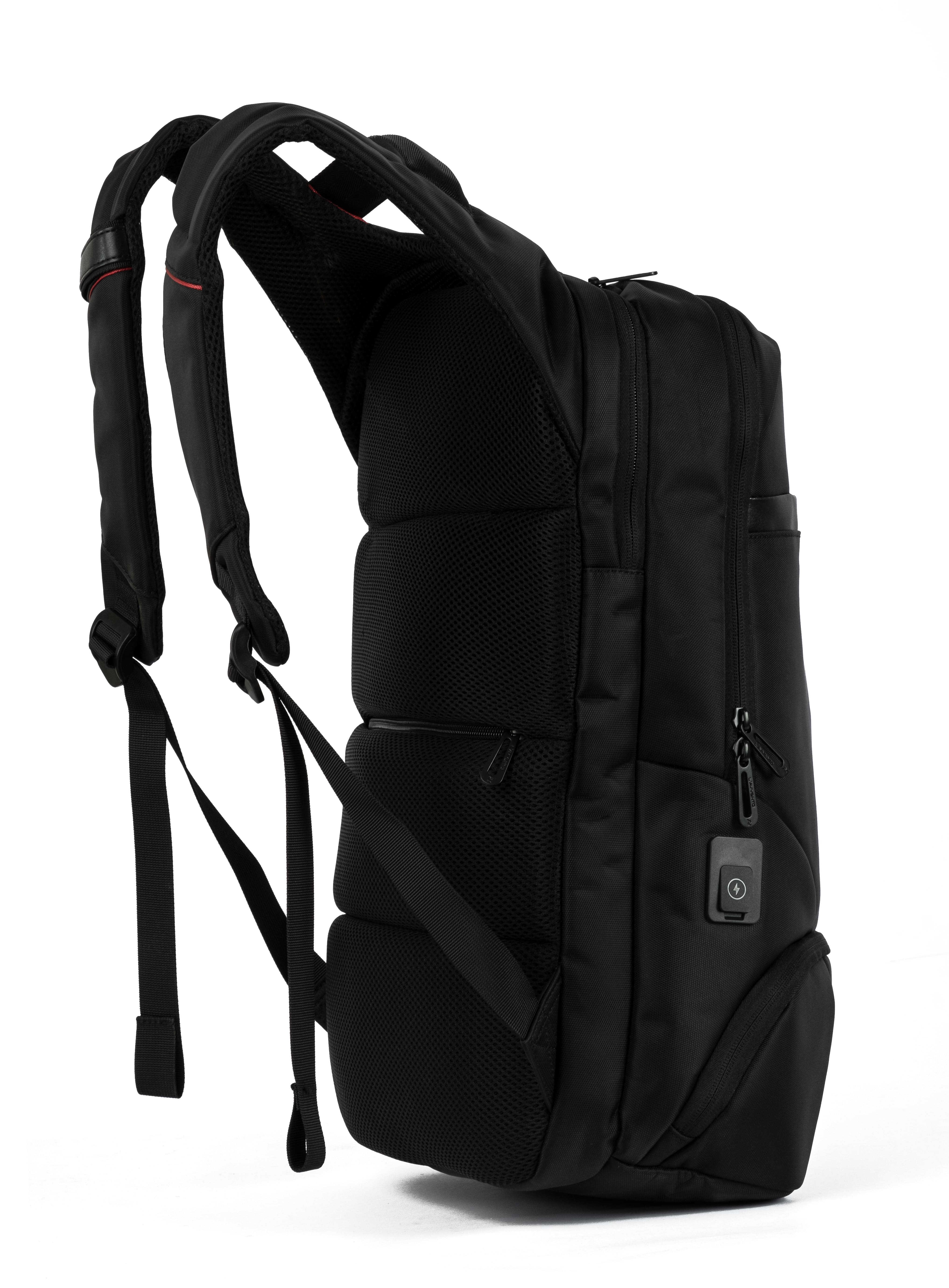 L'AVVENTO (BG416) Laptop Backpack Made by Water Repellent Polyester And PVC Materials fits up to 15.6" - Black