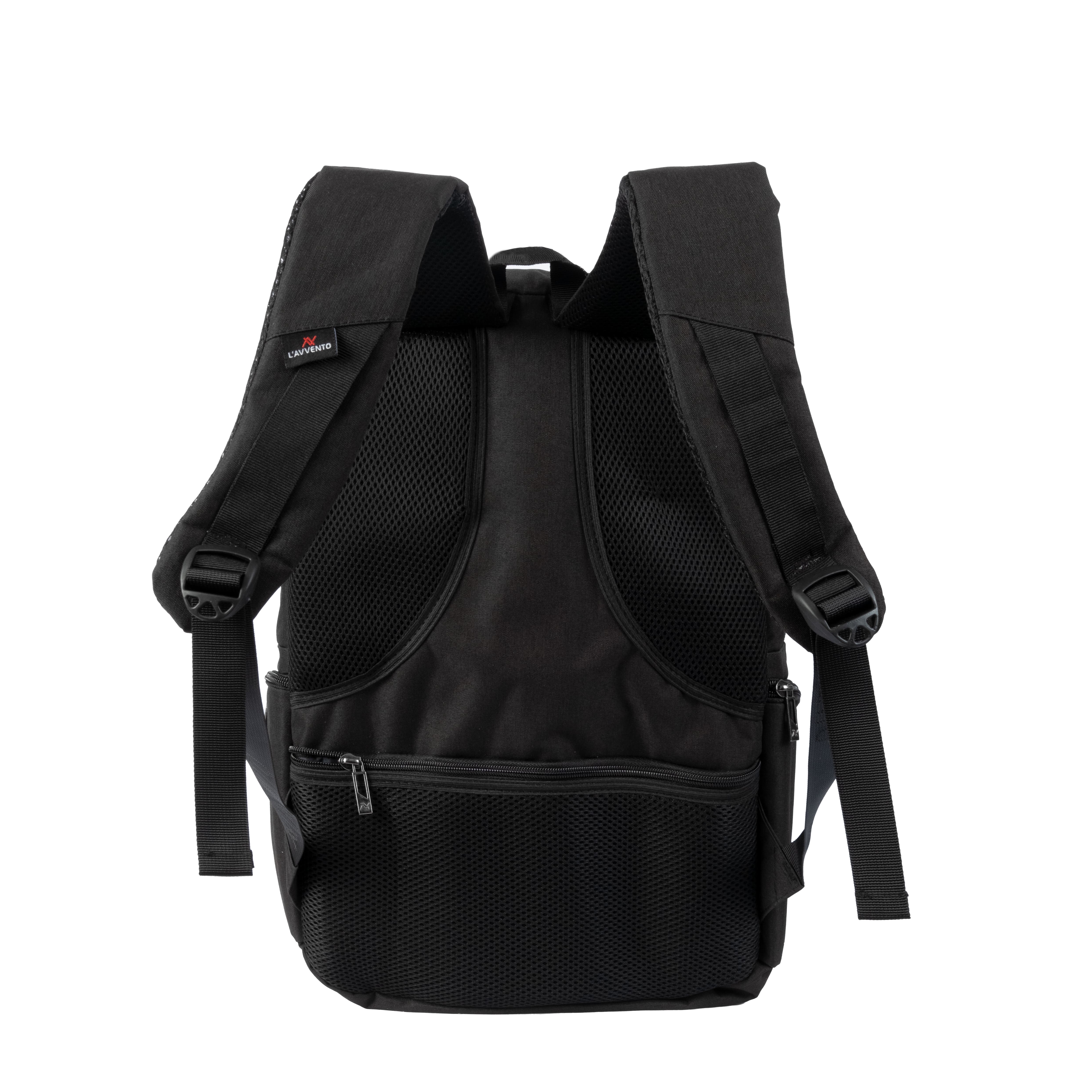 L'AVVENTO (BG73B) Discovery Backpack fit laptops up to 15.6" with Padded Laptop compartment and two Zipper on the Front, Black