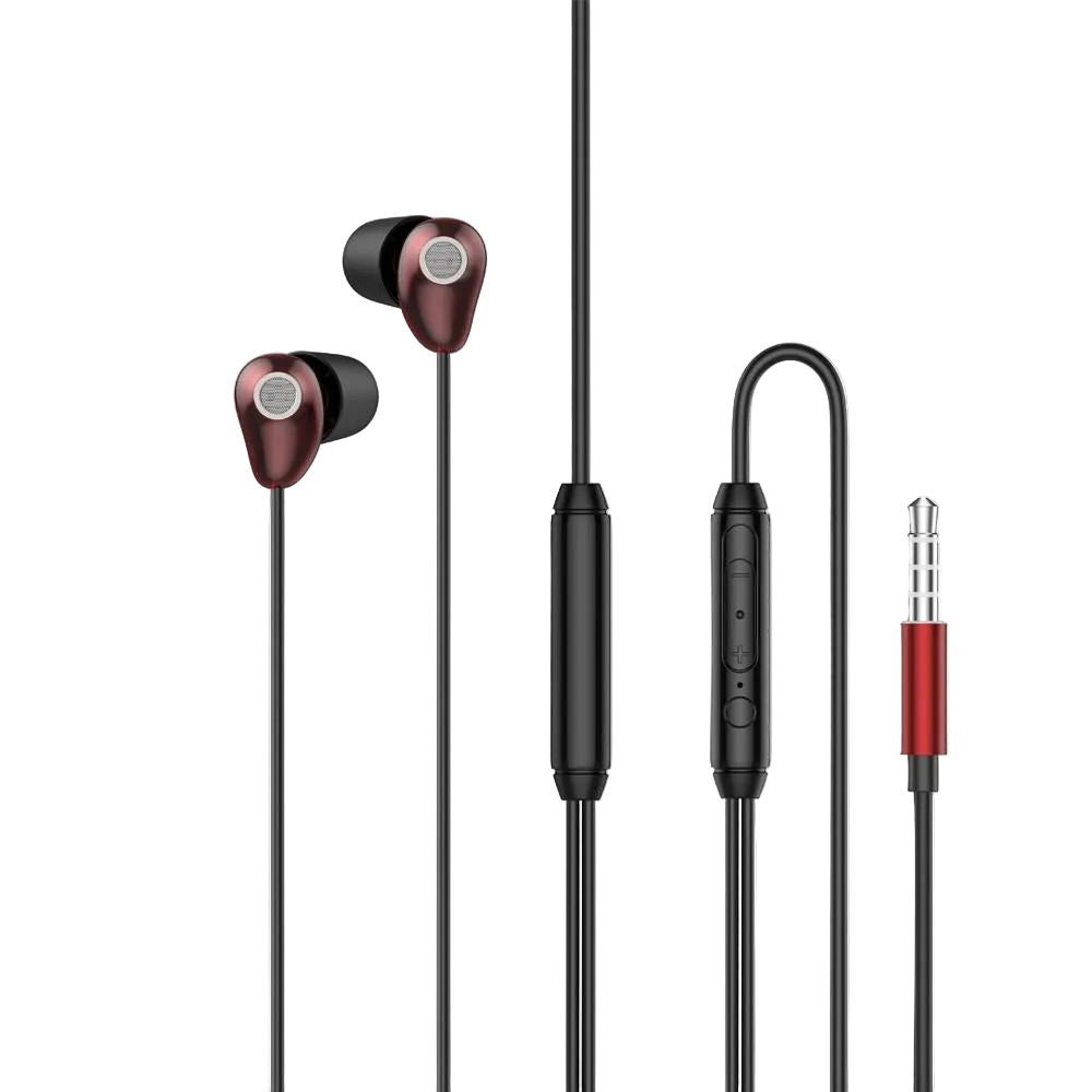 L'AVVENTO  Sleeping Earphone with Mic 3.5mm with Volume Control - Red