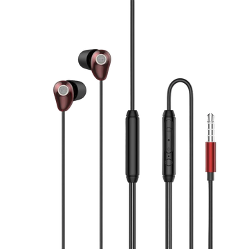 L'AVVENTO  Sleeping Earphone with Mic 3.5mm with Volume Control - Red