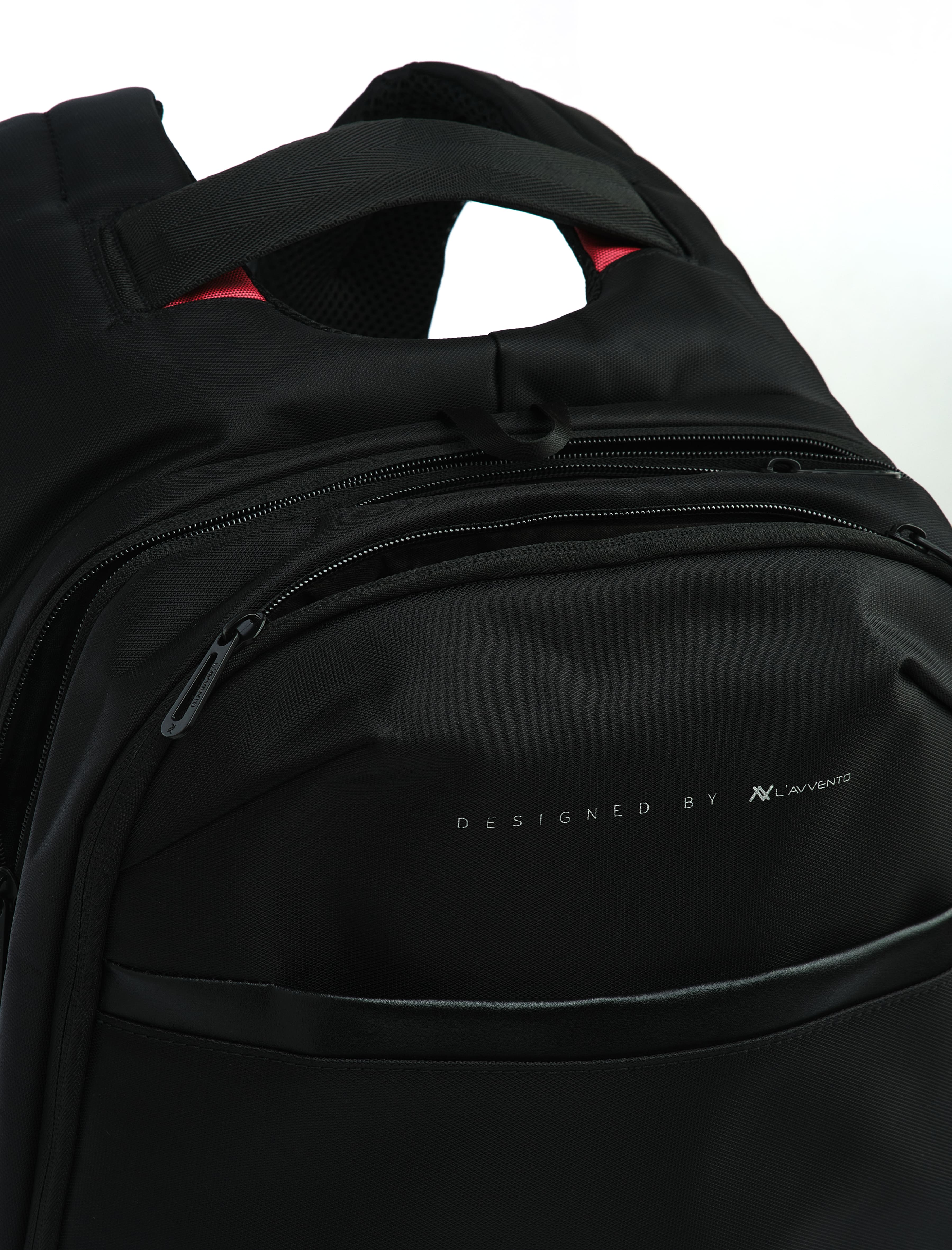 L'AVVENTO (BG416) Laptop Backpack Made by Water Repellent Polyester And PVC Materials fits up to 15.6" - Black