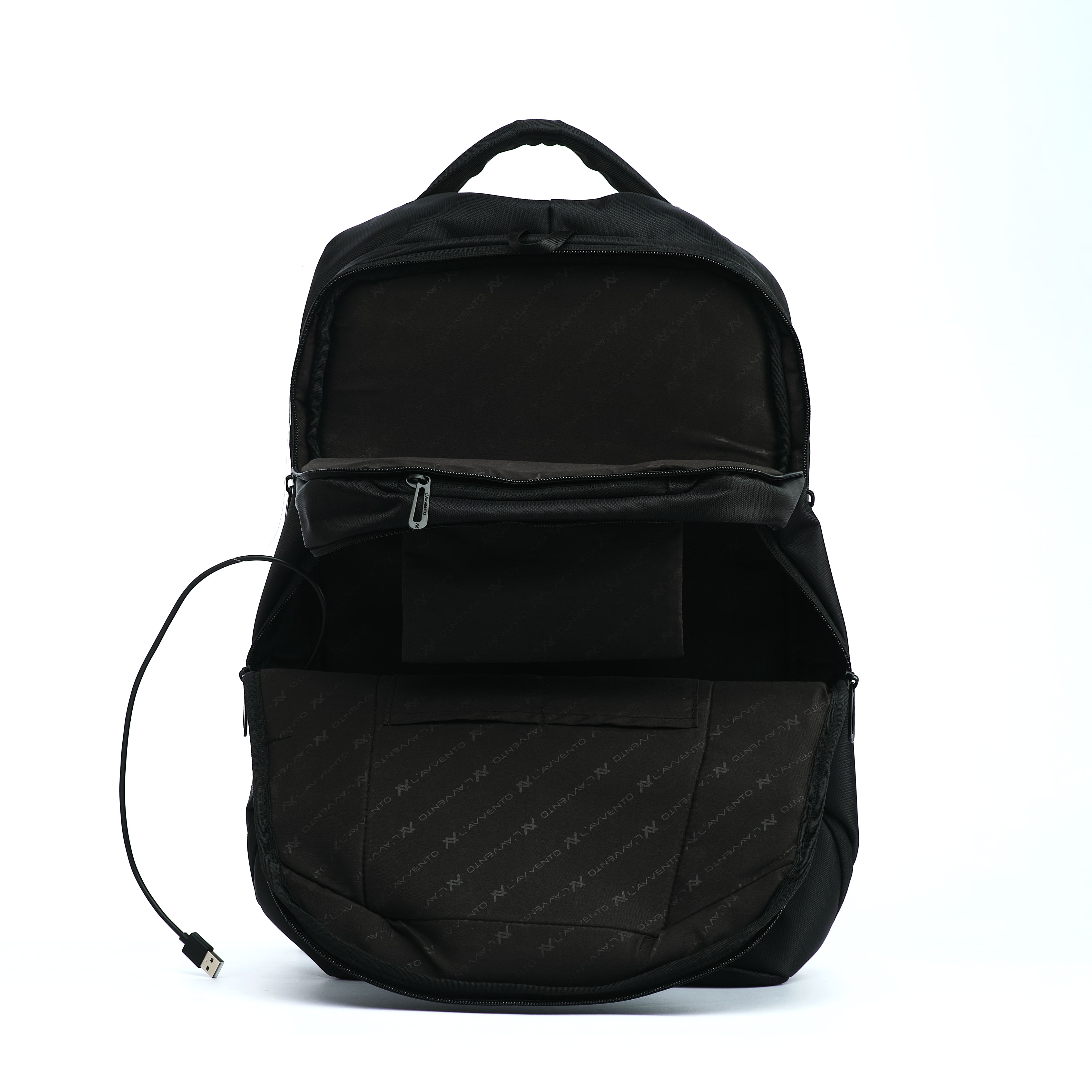 L'AVVENTO (BG416) Laptop Backpack Made by Water Repellent Polyester And PVC Materials fits up to 15.6" - Black