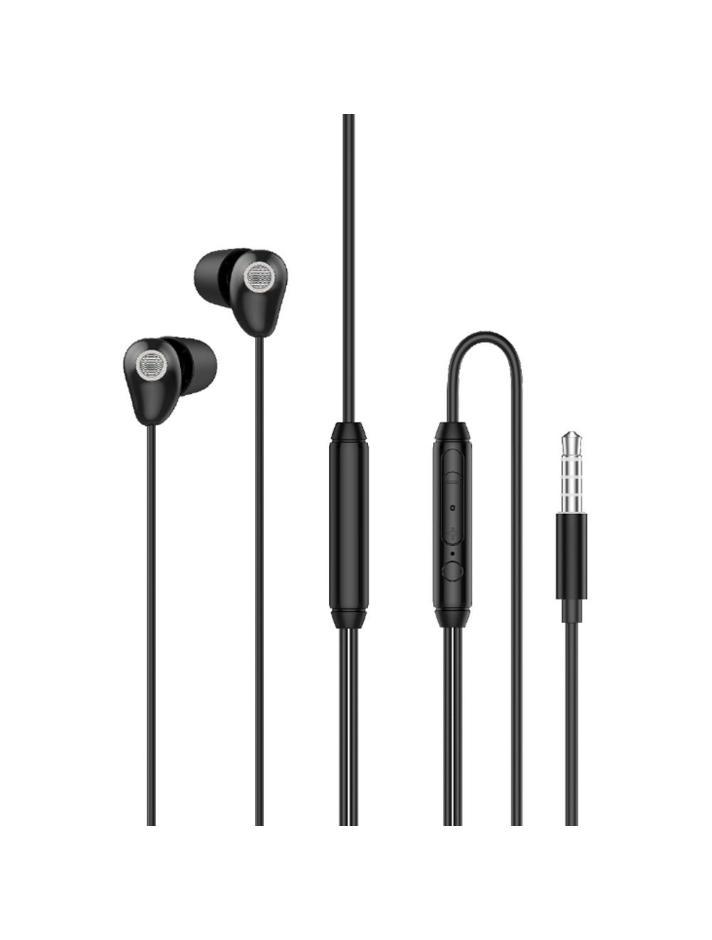 L'AVVENTO Sleeping earphone with Mic 3.5mm with Volume Control - Black