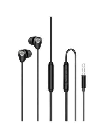 L'AVVENTO Sleeping earphone with Mic 3.5mm with Volume Control - Black