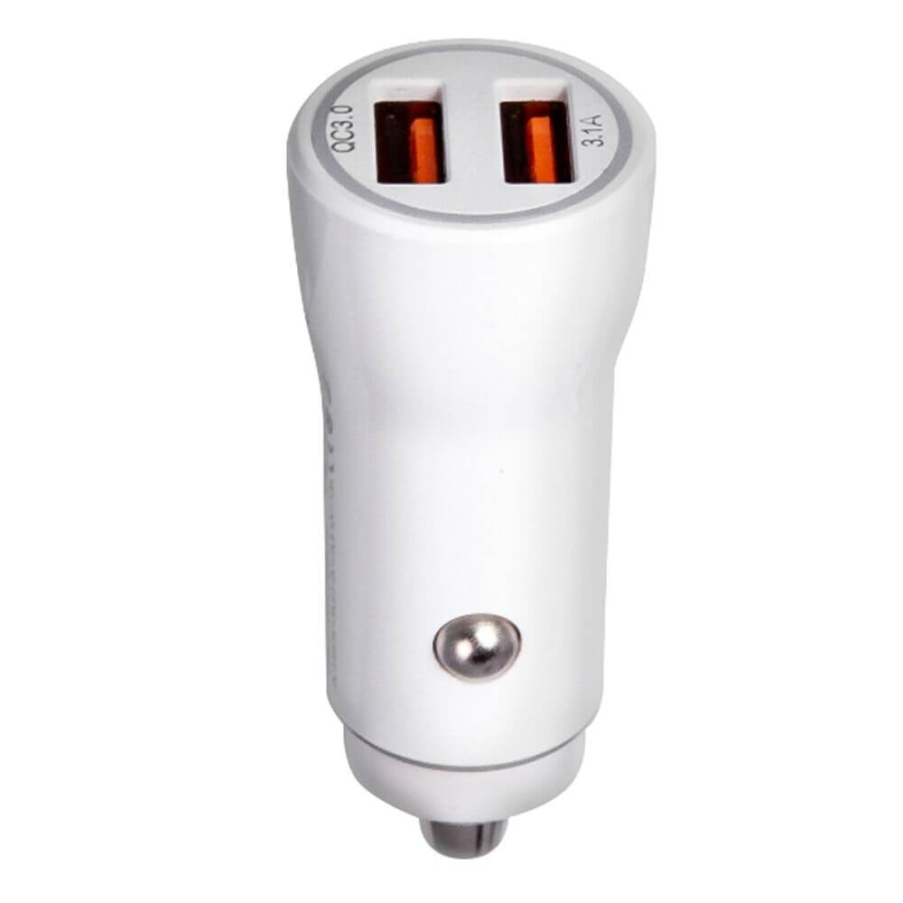 L'AVVENTO Ultra-Fast QC3, Car Charger Dual USB, 18W, White