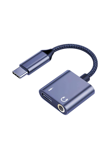L'AVVENTO Converter from USB-C male to USB-C female and AUX female